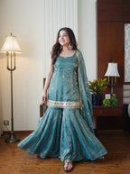 Jassica Sea Green Sharara Set
