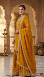 Rhea Heritage Embroidered Sharara Set