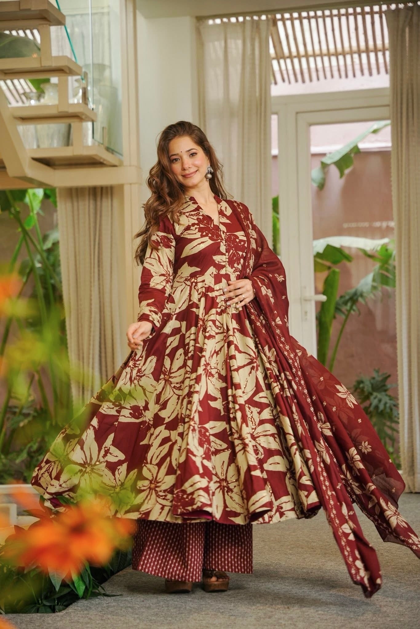 Myra Maslin Cotton Digital Print Anarkali Set