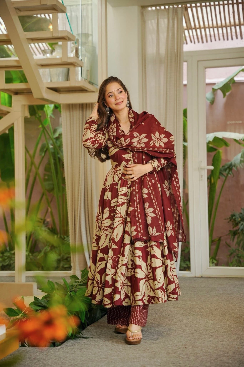 Myra Maslin Cotton Digital Print Anarkali Set