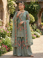 Virelza Fendy Silk Handwork Sharara Set
