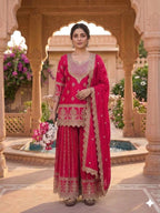 Inaya Zohra Chinnon Silk Embroidered Sharara Palazzo Suit Se
