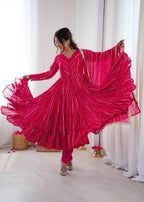 Miravya Chanderi Mirror Ruffle Gown Set