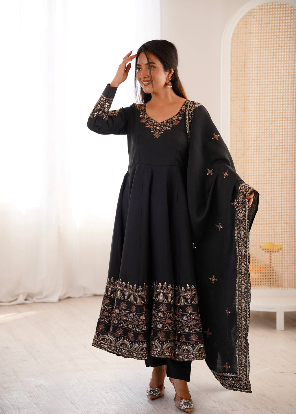 Aarohi Royal Roman Silk Gown Set