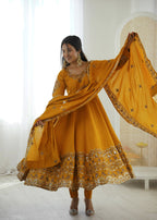 Aarohi Royal Roman Silk Gown Set