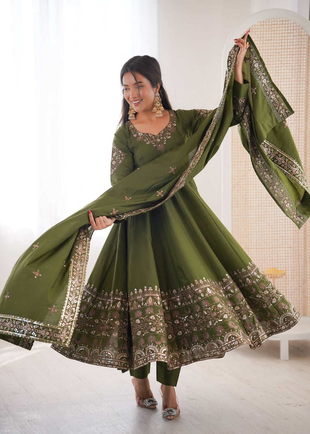 Aarohi Royal Roman Silk Gown Set