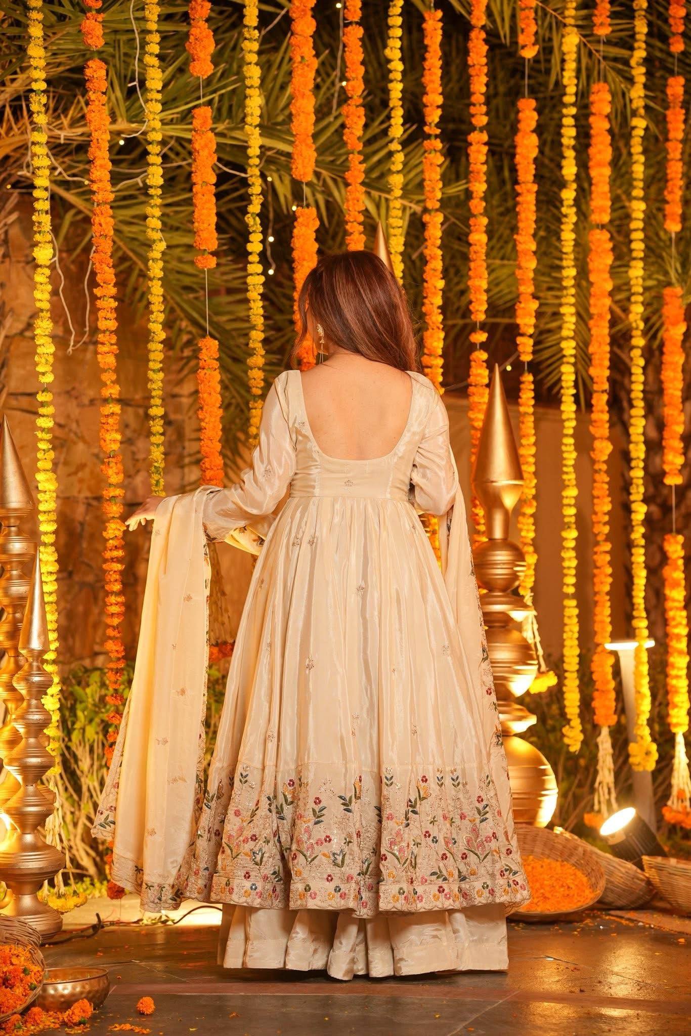 Chandrika Floral Organza Anarkali Suit Set