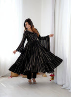 Miravya Chanderi Mirror Ruffle Gown Set
