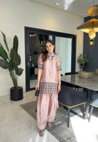 Meher Threadwork Crepe Silk Farshi Set