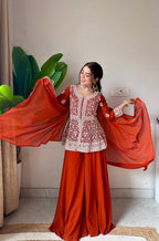 Modern Grace Georgette Embroidered Palazzo Set
