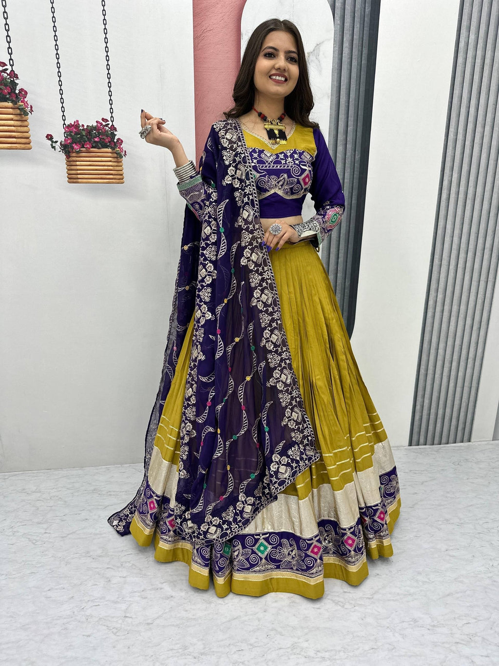 Vaishnavi Pure Cotton Embroidery Lace Lehenga Choli