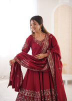 Aarohi Royal Roman Silk Gown Set