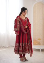 Aarohi Royal Roman Silk Gown Set