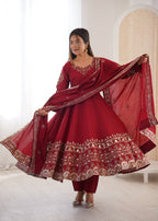 Aarohi Royal Roman Silk Gown Set