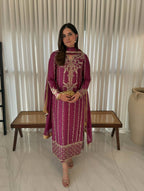 Aarvya Crep Silk Longline Suit Set
