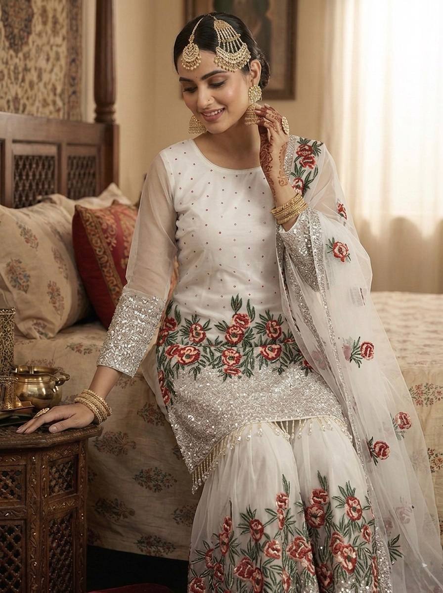 Virelza Fendy Silk Handwork Sharara Set