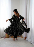 Miravya Chanderi Mirror Ruffle Gown Set