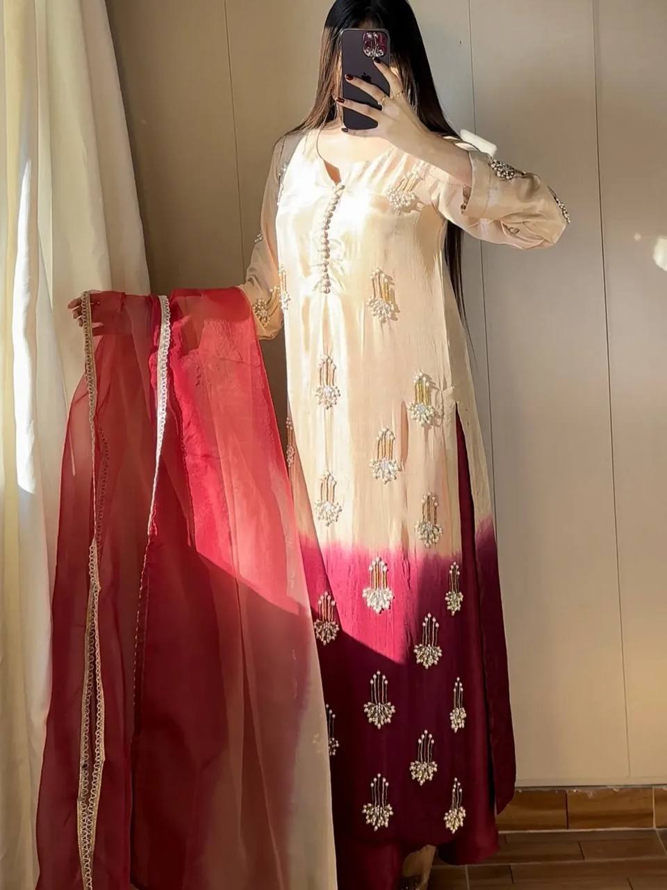 Inaaya Chinon Silk Handwork Palazzo Set