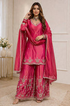 Zehra Shimmer Silk Embroidered Palazzo Set
