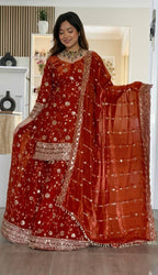 Aafreen Multi-Needle Embroidered Frendy Silk Palazzo Set