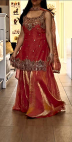 Mehrunisa Beads Handwork Frendy Silk Palazzo Set