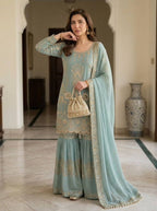 Sahar Sequence Embroidered Georgette Sharara Set