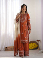Noor Zahra Embroidered Rayon Cotton Farshi Suit Set