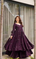 MAHIRA WINE ANARKALI SUIT SET