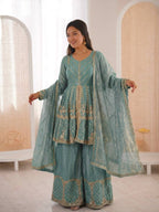 Zivora Fendy Silk Sequence Palazzo Set
