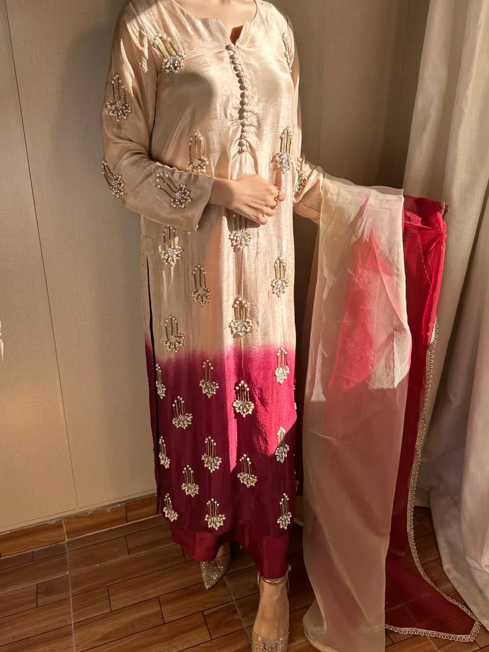 Inaaya Chinon Silk Handwork Palazzo Set