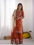 Noor Zahra Embroidered Rayon Cotton Farshi Suit Set