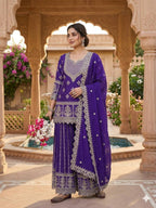 Inaya Zohra Chinnon Silk Embroidered Sharara Palazzo Suit Se