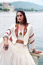 Lavanya Rayon Gamthi Mirror Jacket Lehenga Choli