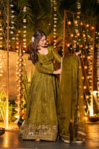 Ruviera Crunchy Silk Anarkali Set