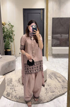 Meher Threadwork Crepe Silk Farshi Set