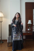 Midnight Black Chinon Sharara Suit Set