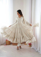 Miravya Chanderi Mirror Ruffle Gown Set