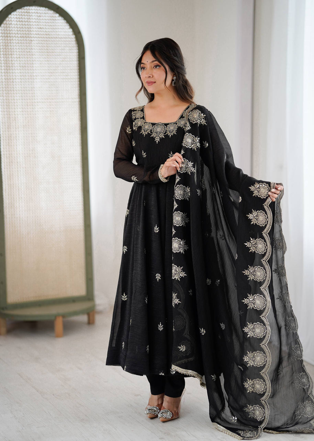 Anaya Crunchy Silk Embroidery Gown Set