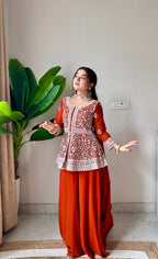 Modern Grace Georgette Embroidered Palazzo Set