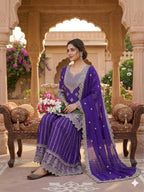 Inaya Zohra Chinnon Silk Embroidered Sharara Palazzo Suit Se