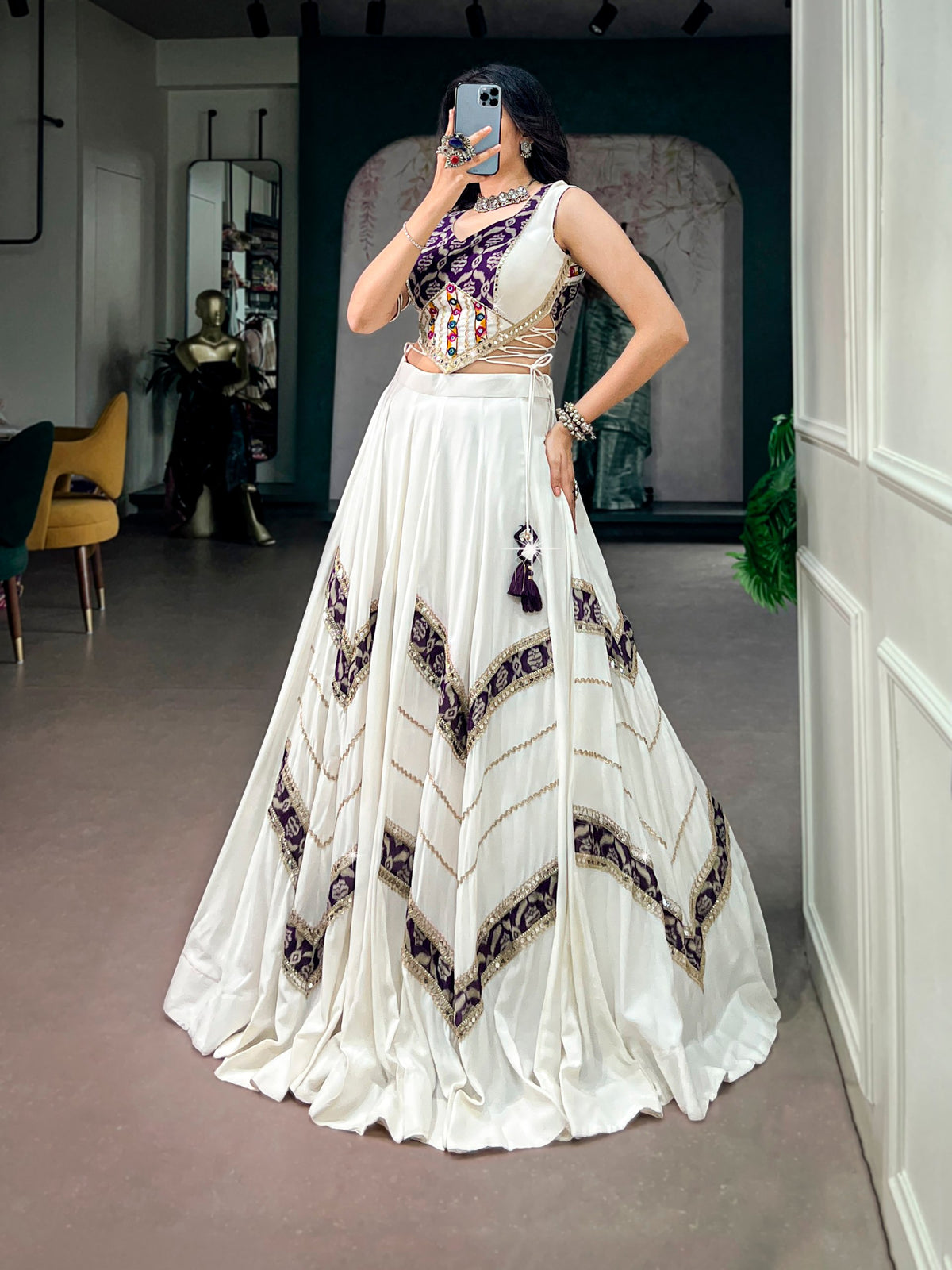 Prisha Rayon Gamthi Mirror Lehenga Choli