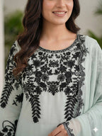 Aarohi Noir Floral Embroidered Suit Set