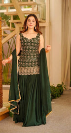 Reeva Green Heavy Embroidery Gharara Set