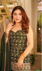 Reeva Green Heavy Embroidery Gharara Set