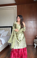 Anushka Olive Blossom Charm  Royal Patiala Suit