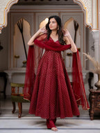Anaya Maroon Majesty Anarkali Set