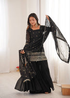 Mehru Royal Bloom Embroidered Georgette Sharara Set