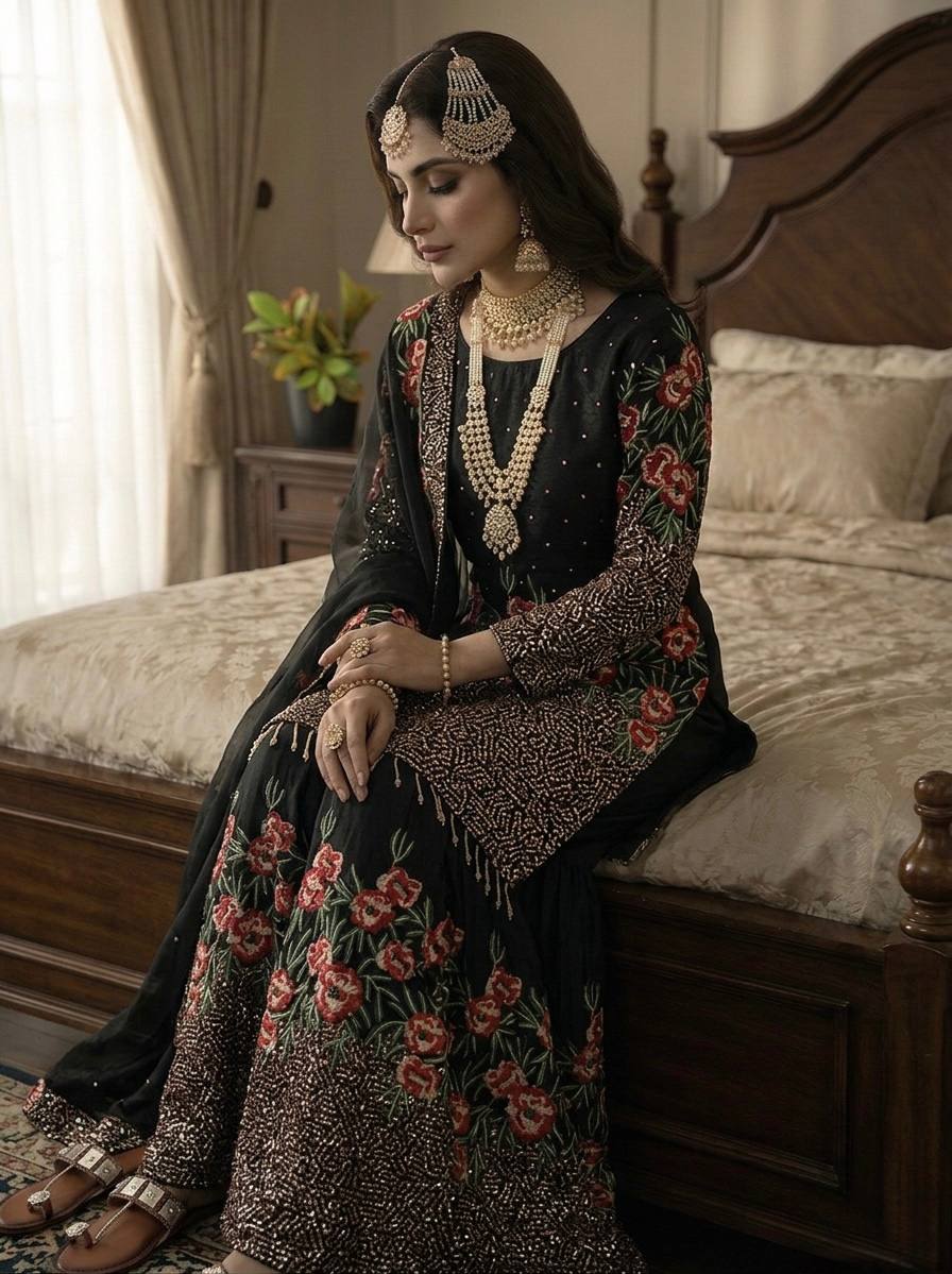 Virelza Fendy Silk Handwork Sharara Set
