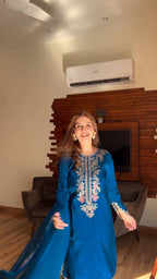 Rida French Crepe Embroidered Farshi Set