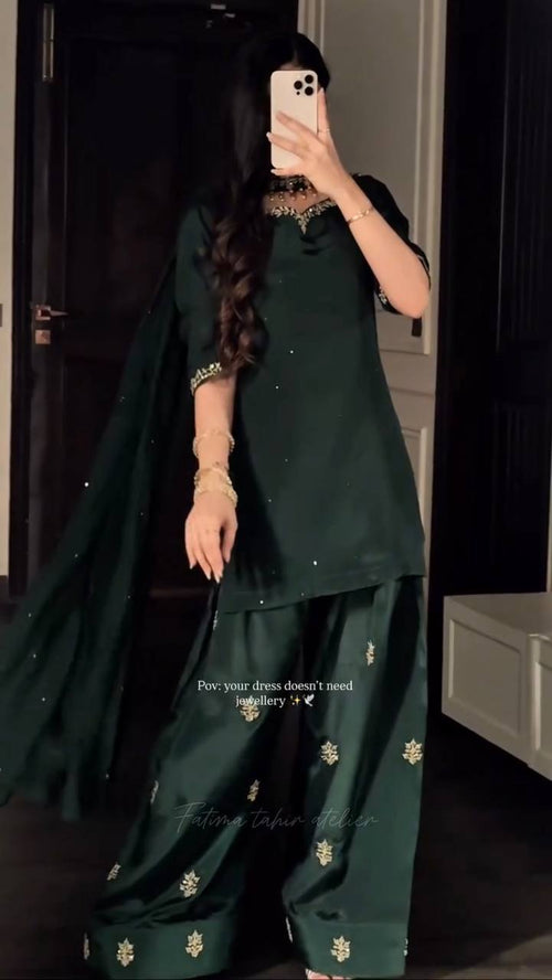 Aafiya Diamond Crep Farshi Set